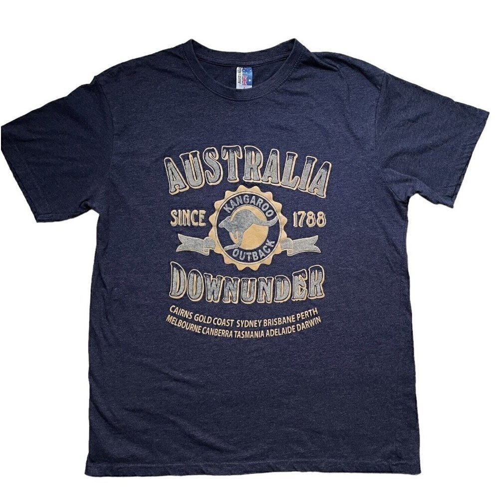 Australia Down Under Graphic Short Sleeve Heather Navy Unisex T Men’s L Women’s